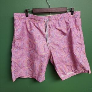 Michael’s Pink Paisley Swim Trunks Men’s Large | Drawstring Board Shorts